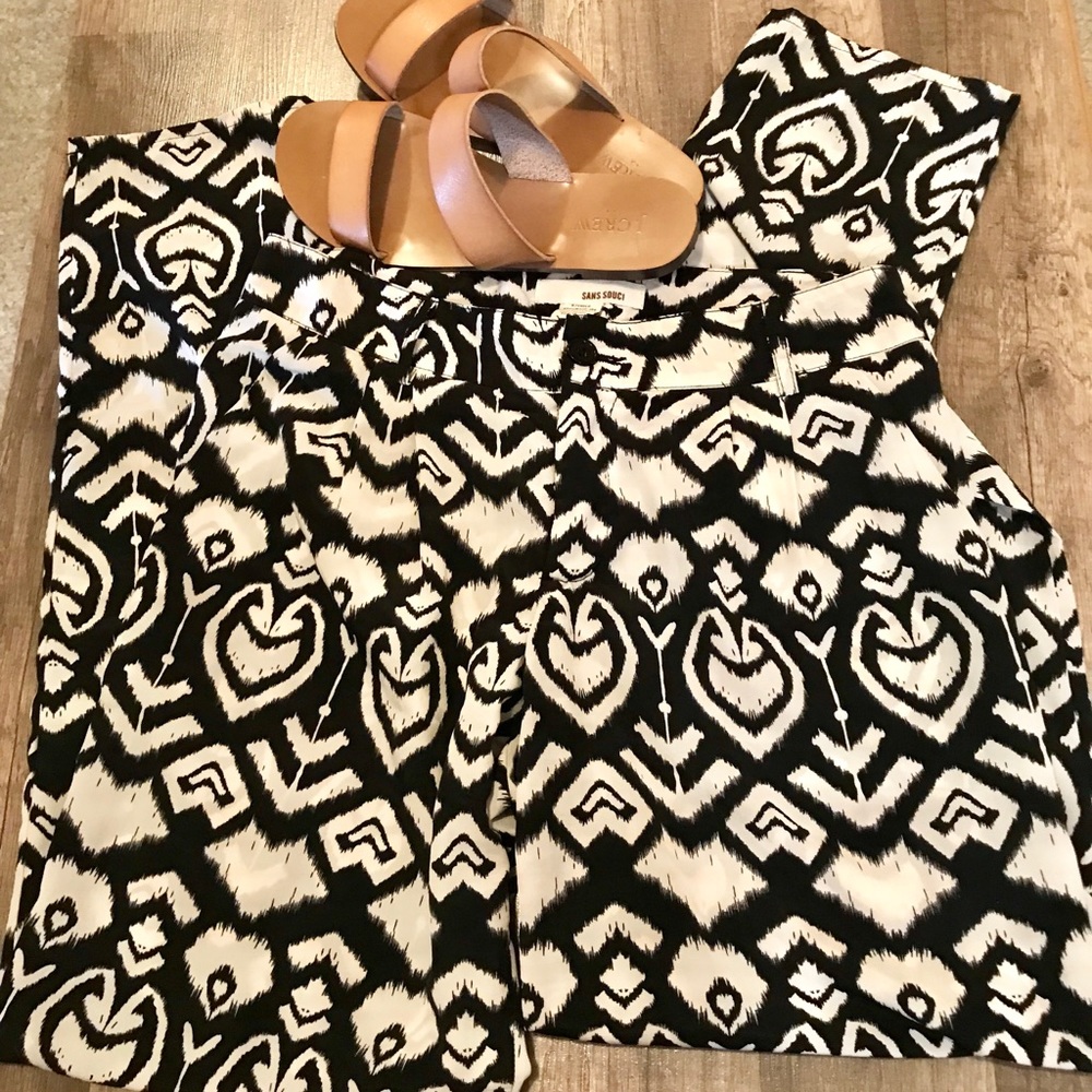 Fun black and white straight leg patterned pants